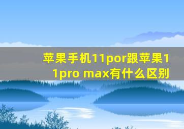 苹果手机11por跟苹果11pro max有什么区别